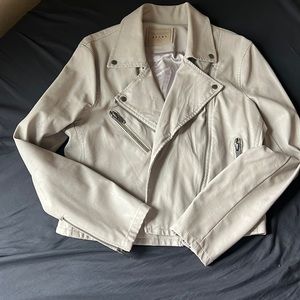 Cement/beige pleather Moto jacket